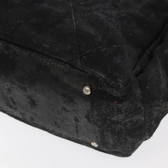 CHANEL Paris Biarritz MM Tote Bag Coated Canvas Black Silver CC Auth bs19293 - Picture 15 of 16